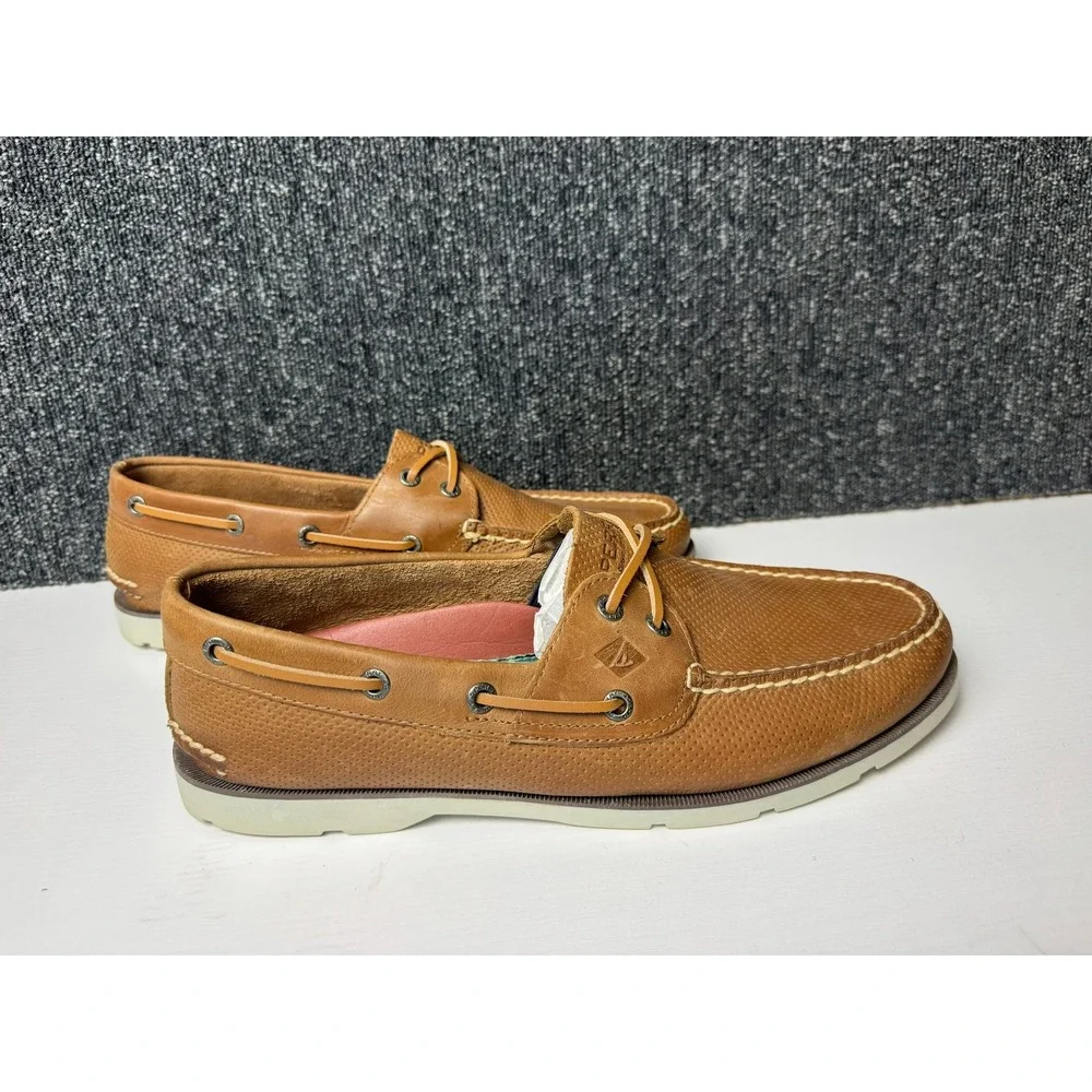 Sperry Mens A/O 2-Eye Perforated Boat Shoe Leather Sz 10M Excellent